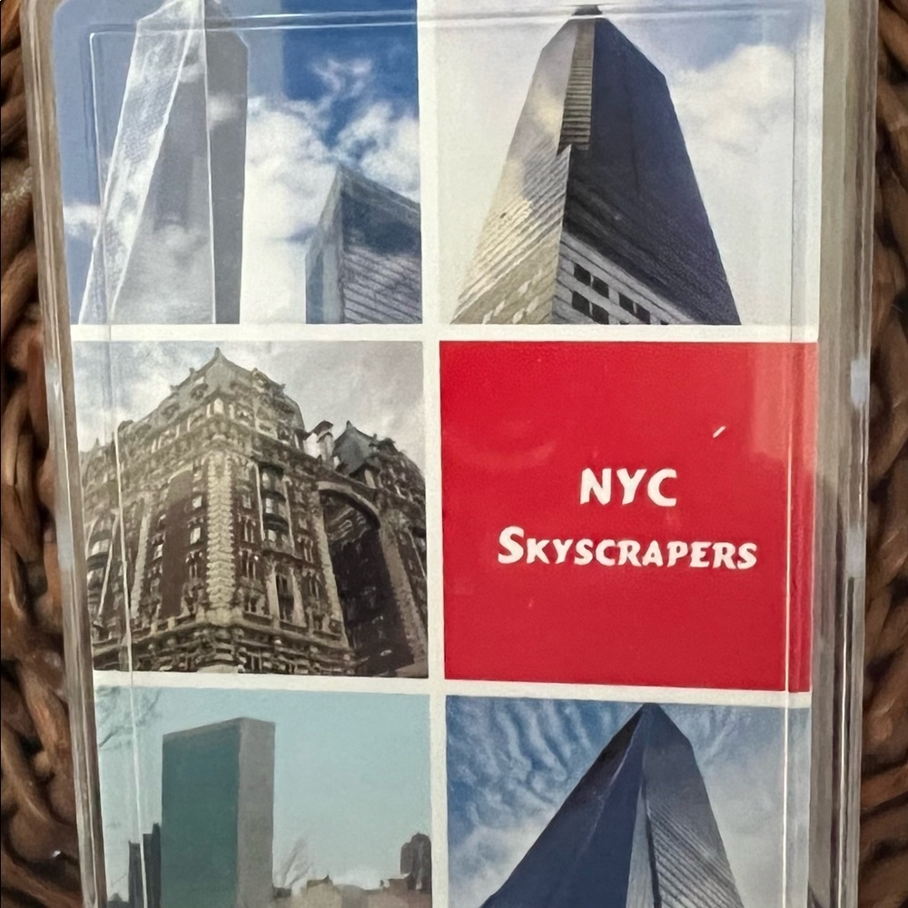 Playing cards decorated with NYC skyscrapers